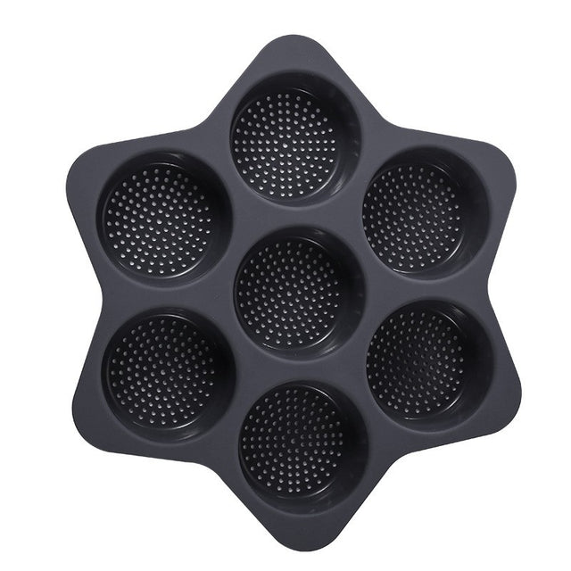 Forme de Silicon pentru Copt, Vivimall, 7 Forme Rotiunde, pentru Burgeri si Prajituri, 38.5 x 4 cm, Negru - vivimall.ro