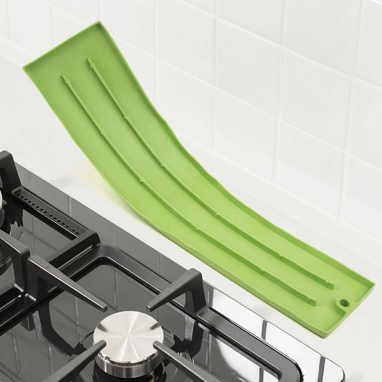 Suport Scurgere Vase, Vivimall, din Silicon, Anti-alunecare, 30 x 8 x 1 cm, Verde - vivimall.ro