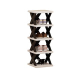 Raft pantofi modular Vivimall cu 5 straturi din ABS negru și alb, vedere frontală, dimensiuni 65.5x24x26 cm