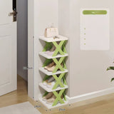 Raft pantofi modular cu 5 straturi din ABS, culoare alb și verde, dimensiuni 65.5x24x26 cm, vedere frontală