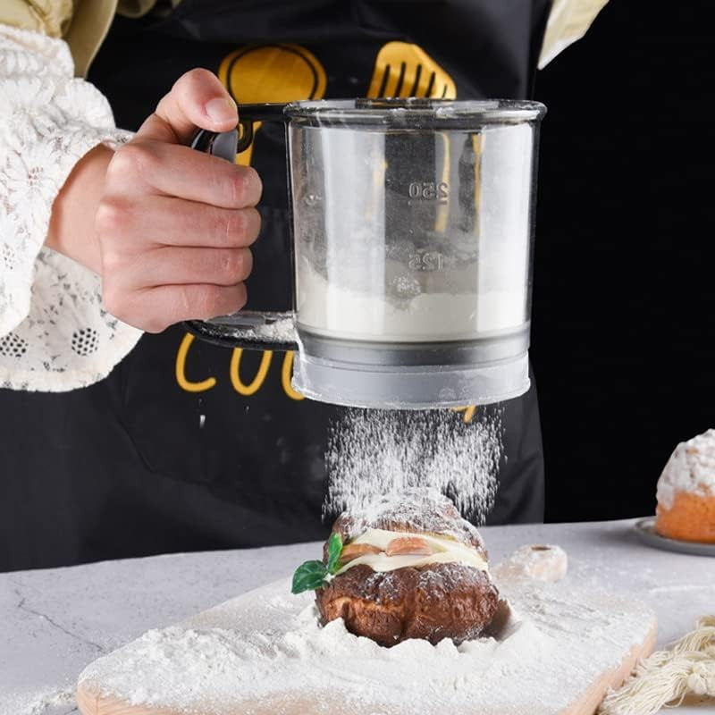 Sita Cernator Manual de Faina Portabila, Vivimall, din Plastic, cu Maner, Strat Dublu, 15 x 12 x 11 cm, Transparent Gri Inchis - vivimall.ro