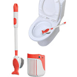 Perie de Toaleta, Flippy, cu Suport de Perete, Recipient Detergent, 2 Tipuri de Perii, Model Balena, Rosu