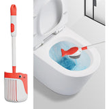 Perie de Toaleta, Flippy, cu Suport de Perete, Recipient Detergent, 2 Tipuri de Perii, Model Balena, Rosu