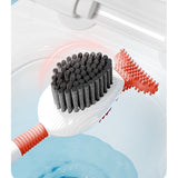 Perie de Toaleta, Flippy, cu Suport de Perete, Recipient Detergent, 2 Tipuri de Perii, Model Balena, Rosu