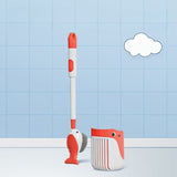 Perie de Toaleta, Flippy, cu Suport de Perete, Recipient Detergent, 2 Tipuri de Perii, Model Balena, Rosu