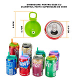 Capac Anti Varsare pentru Doze, Flippy, Model cu Pai Transparent, Reutilizabil, din Plastic, cu Maner Transportabil, 5.4 cm, Rozov - vivimall.ro