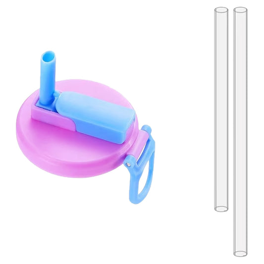 Capac Anti Varsare pentru Doze, Flippy, Model cu Pai Transparent, Reutilizabil, din Plastic, cu Maner Transportabil, 5.4 cm, Rozov - vivimall.ro