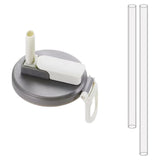 Capac Anti Varsare pentru Doze, Flippy, Model cu Pai Transparent, Reutilizabil, din Plastic, cu Maner Transportabil, 5.4 cm, Gri - vivimall.ro