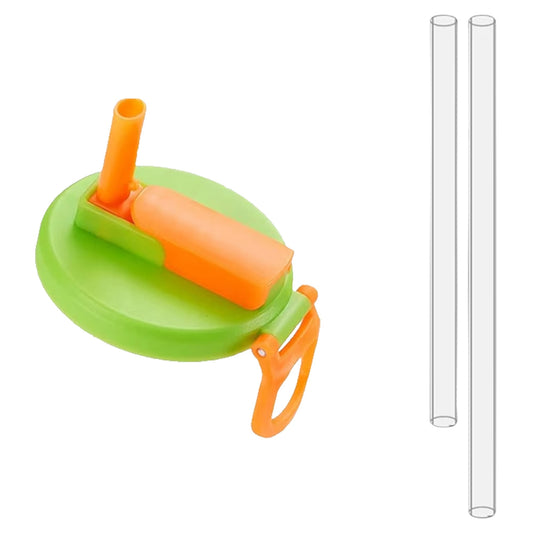 Capac Anti Varsare pentru Doze, Flippy, Model cu Pai Transparent, Reutilizabil, din Plastic, cu Maner Transportabil, 5.4 cm, Verde - vivimall.ro