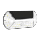 Aplica solara LED SMD pentru perete Vivimall, cu senzor de miscare, dreptunghiulara, IP44, luminozitate mare 40 LED-uri, 3.7V, 1200mah, autonomie 8 ore, 19.2 x 8.9 cm, alb rece - vivimall.ro