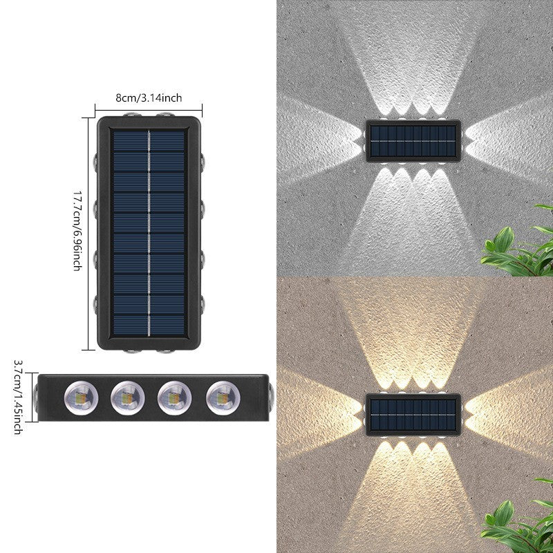 Lampa Solara, Vivimall, 8+4 LED, Lumina Calda, din ABS+PC, 19 x 9.5 cm, IP65, Negru - vivimall.ro