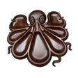 Platou pentru Servire, Vivimall, in Forma de Caracatita, 8 Compartimente pentru Mezeluri Branzeturi Snacksuri, Design Artistic, din Lemn Masiv, 26 x 25 x 3 cm, Maro inchis - vivimall.ro