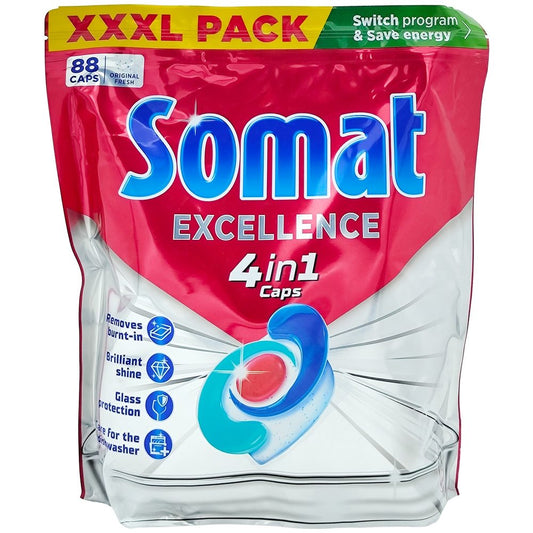 Detergent Capsule pentru Masina de Spalat Vase, SOMAT, 4 in 1 Excellence, Set 88 Bucati - vivimall.ro