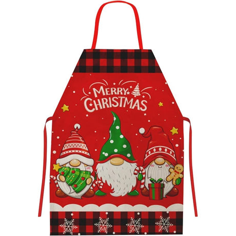 Sort de Bucatarie Decorativ, Vivimall, Tema Craciun, 50 x 70 cm, Model 3 Elfi, din Poliester, Rosu - vivimall.ro
