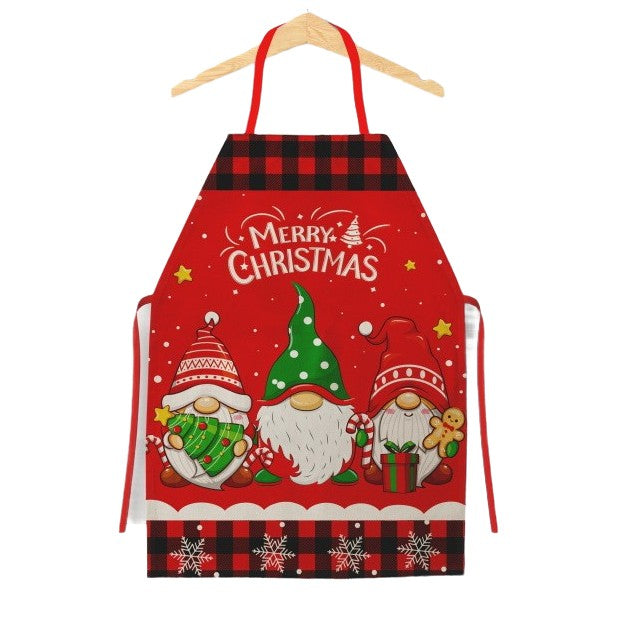 Sort de Bucatarie Decorativ, Vivimall, Tema Craciun, 50 x 70 cm, Model 3 Elfi, din Poliester, Rosu - vivimall.ro