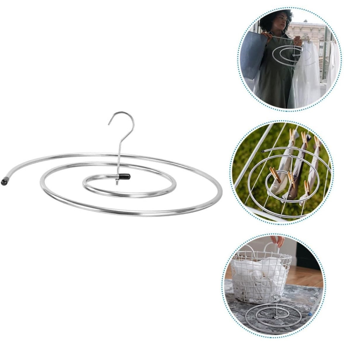 Uscator de Rufe Spiralat, Vivimall, din Otel Inoxidabil de 10 mm, Detasabil, 40 x 43 x 18 cm, Argintiu - vivimall.ro