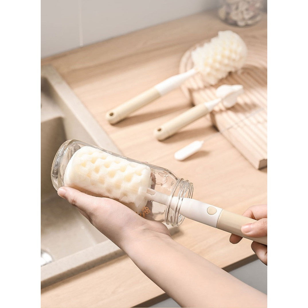 Set 3 Perii de Spalat Biberoane, Vivimall, pentru Tetina, Biberon, Pai, Materiale Sigure, fara BPA, Curatare 360°, Roz - vivimall.ro