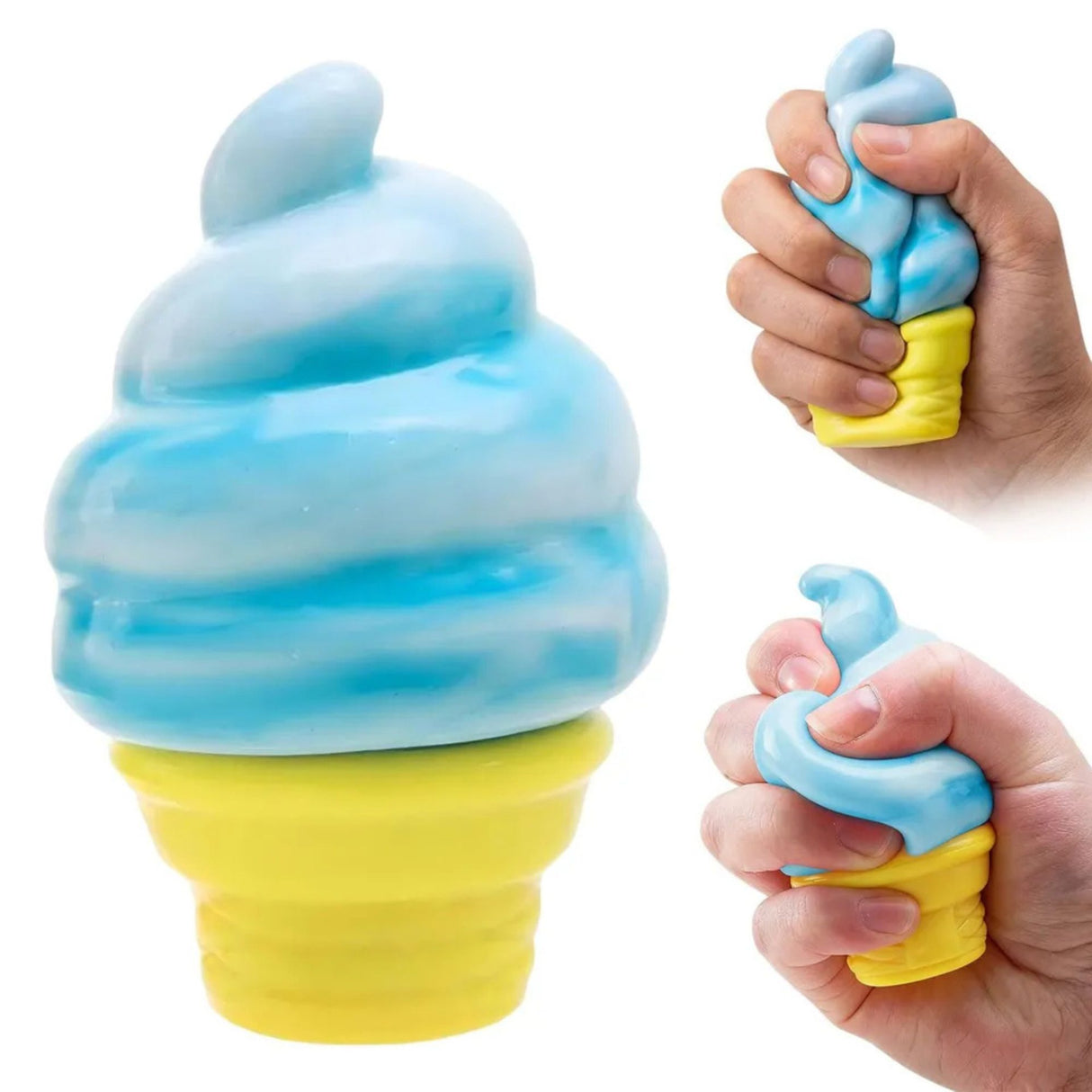 Jucărie squishy Flippy înghețată ținută în mână, demonstrație textură soft touch revenire lentă