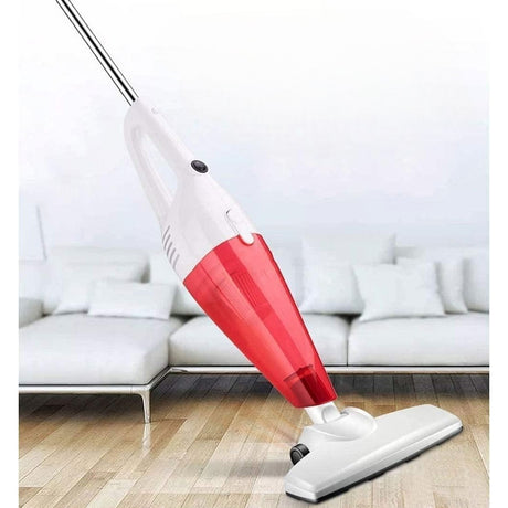Aspirator Vertical 2in1, Vivimall, Fara Sac, 2 Capete, de Mana, Filtrare Multipla, 95 x 24.5 cm, Rosu - vivimall.ro