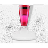 Aspirator vertical 2în1 roșu depozitat compact lângă perete, vedere de ansamblu lifestyle