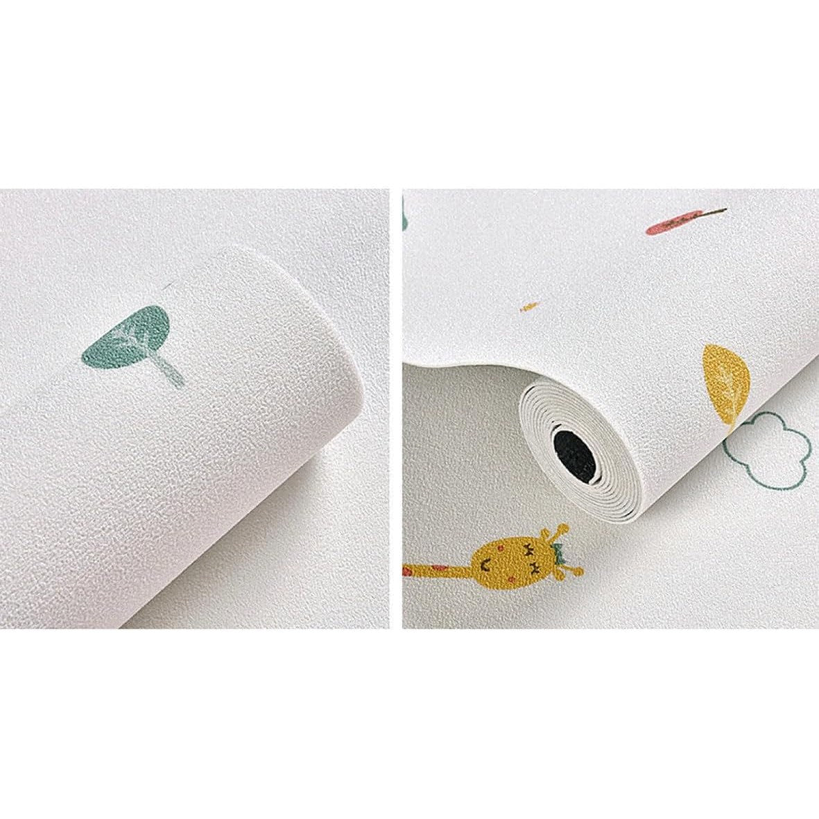 Rola Autoadeziva pentru Perete, Vivimall, din Panza, 10 m, Rezistenta la Umezeala, 2.5 mm Grosime, Model Girafa si Elefant, Multicolor - vivimall.ro