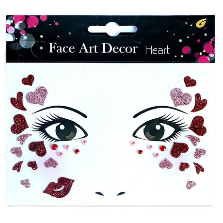 Sticker Temporar pentru Fata, Vivimall, pentru Machiaj, Face Art, Halloween, Teatru, Tema Ziua Indragostitilor, Model cu Inimioare, Multicolor - vivimall.ro