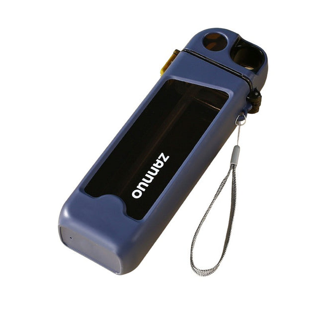 Sticla de Apa pentru Sport, Vivimall, 350 ml, cu Pai si Capac, 23x7x4.4 cm, Buton de Blocare, din PC, Albastru - vivimall.ro