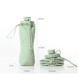 Sticla de apa pliabila Vivimall, din silicon,reutilizabila, rezistenta la temepreturi ridiate, usor de depozitat si carat, 22 x 7.8 cm, 600 ml, verde - vivimall.ro