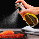 Sticla de ulei cu Pulverizator, Vivimall, Sticla pentru Lichide de Bucatarie, Otet, Sos, 16.7 x 5.2 cm, Volum 200 ml, Gri - vivimall.ro