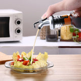 Sticla de Ulei de Masline, Vivimall, Sticla etansa pentru Lichide de Bucatarie, Sticla pentru Uleiuri, Sosuri, Otet, Capac din Inox Dozator, 30 x 6 cm, volum 500 ml, Transparent- - vivimall.ro