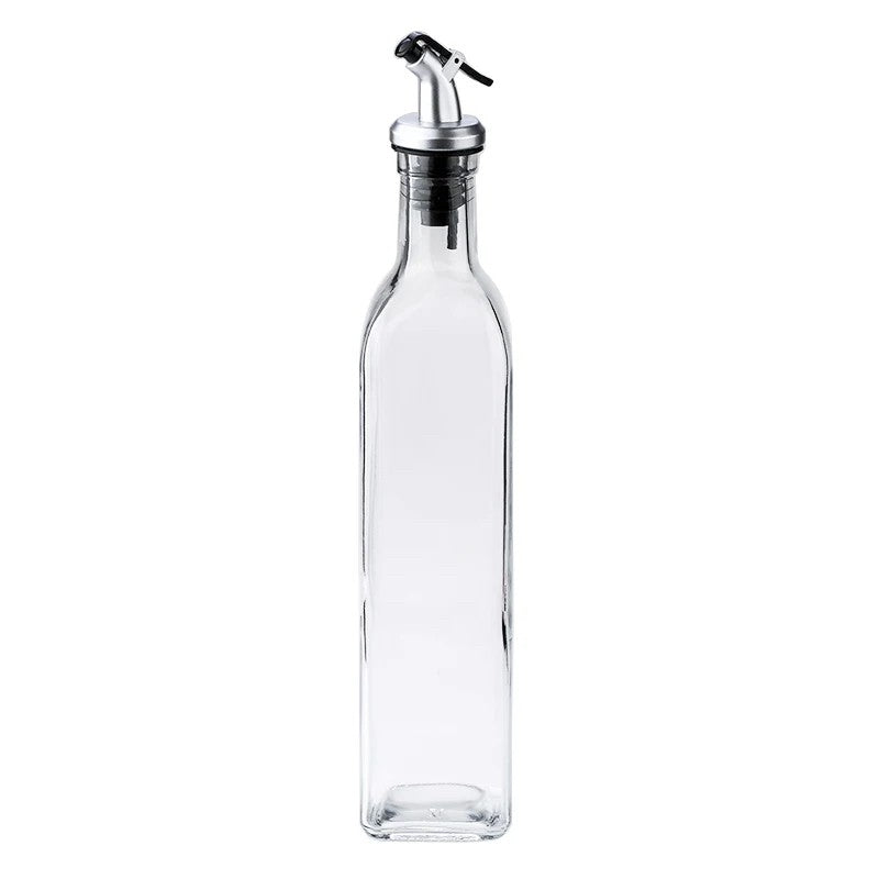 Olívaolaj palack, szivárgásmentes palack konyhai folyadékokhoz, palack olajokhoz, szószokhoz, ecethez, rozsdamentes acél fedél adagoló, térfogat 500 ml, Â