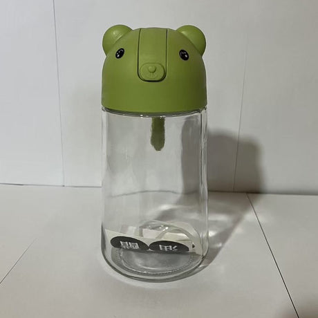 Recipient de ulei, Vivimall, Model Ursulet, Sticla pentru Lichide de Bucatarie, Inchidere Deschidere Automata, 18.5 x 13 cm, Volum 630 ml, Verde - vivimall.ro