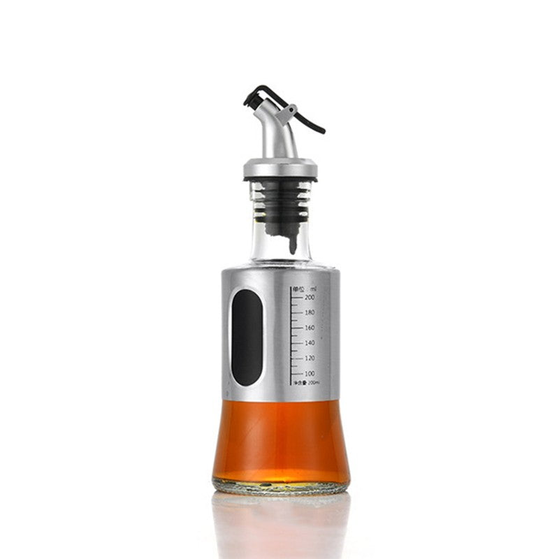 Olajpalack, Rozsdamentes acél olajpalack, Konyhai folyadékpalack, Főzőfolyadék palack, 200 ml-es térfogat, Szürke