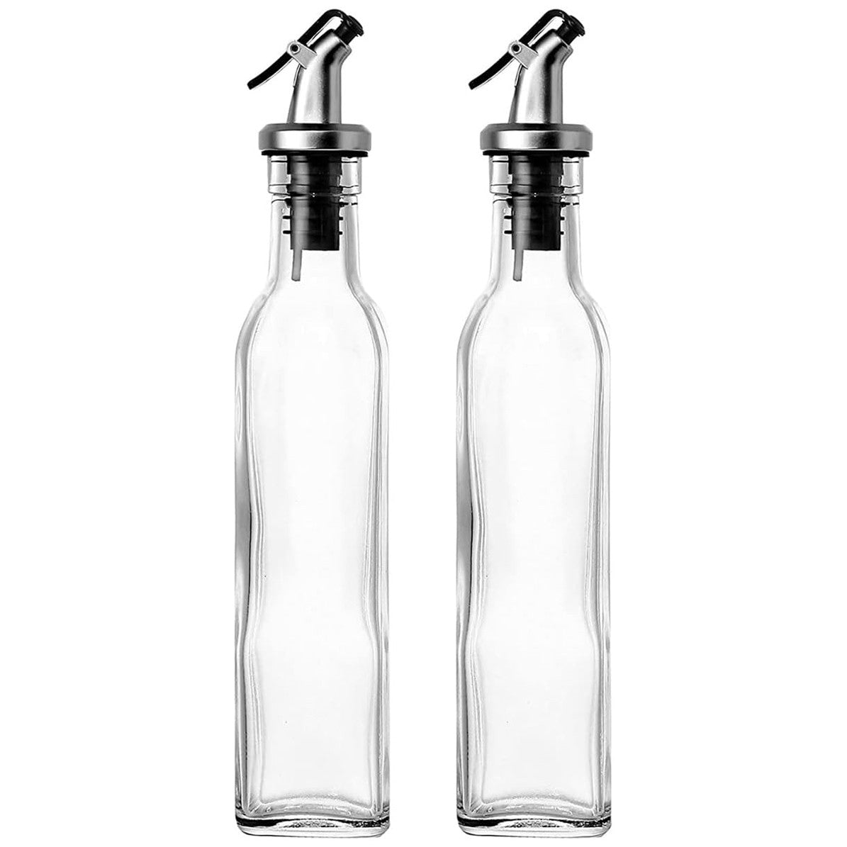 Sticle si Borcane de Ulei de Masline, Vivimall, Dozator Set 4 Bucati, 2 Sticle cu Dispenser 500 ml/buc, 2 Borcane pentru Condimente cu Capac si Lingura 120ml/buc, Transparent - vivimall.ro
