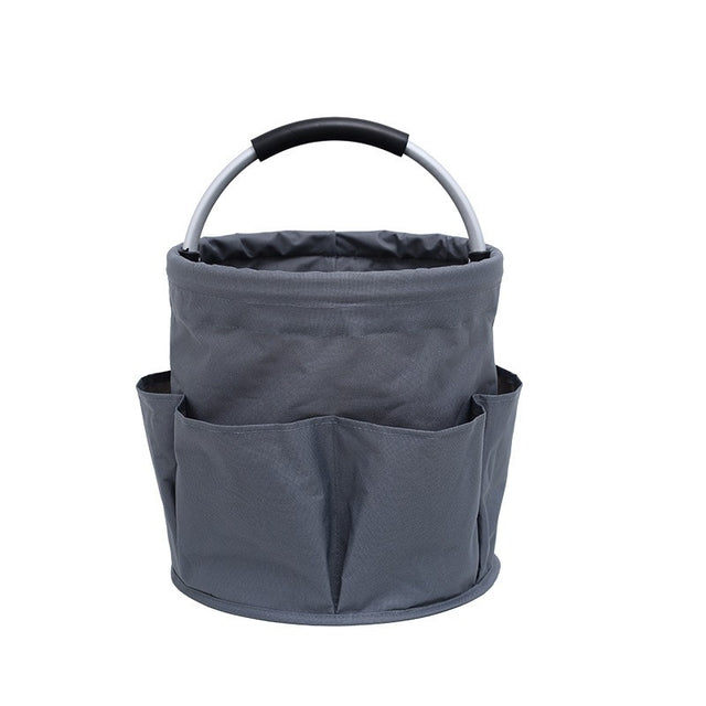 Geanta Cos pentru Scule de 17L, Vivimall, Buzunare Exterioare, Cos de Picnic Portabil, Cos pentru Plaja, Cos pentru Curatenie, din Material Oxford 600 D, 28 x 28 x 28 cm Gri inchis - vivimall.ro