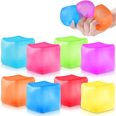 Cub antistres Needoh Flippy din maltoză, 3,5×3,5×3,5 cm, 70 g, multicolor, vedere frontală