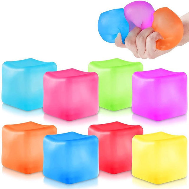Cub antistres Needoh Flippy din maltoză, 3,5×3,5×3,5 cm, 70 g, multicolor, vedere frontală