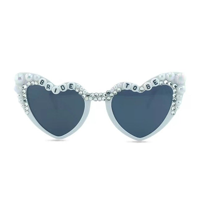 Ochelari Decorativi, Vivimall, Model Bride to Be, cu Perle, pentru Nunta, din PC, 15.3 x 5.7 x 14.5 cm, Alb - vivimall.ro
