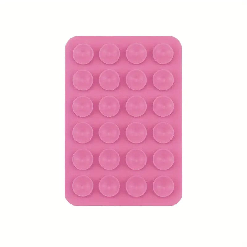 Suport Adeziv Universal, Flippy, pentru Telefon/Tableta, cu 24 Ventuze, potrivit pentru Tik-Tok/Selfie/Vizionare Video, din Silicon, 8 x 5.5 x 1 cm, Roz - vivimall.ro