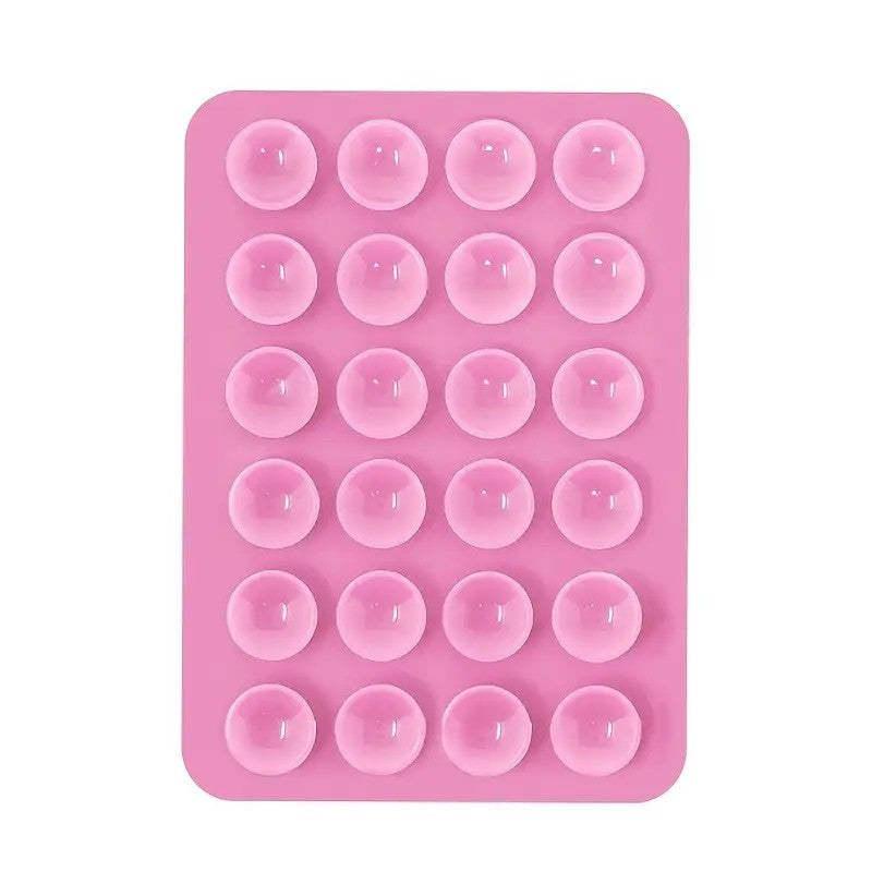 Suport Adeziv Universal, Flippy, pentru Telefon/Tableta, cu 24 Ventuze, potrivit pentru Tik-Tok/Selfie/Vizionare Video, din Silicon, 8 x 5.5 x 1 cm, Roz - vivimall.ro