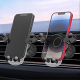 Suport Auto de Telefon, Vivimall, pentru Ventilatie, din ABS, cu Clipsuri, Rotativ, 12x9.5x12 cm, Negru-Transparent - vivimall.ro