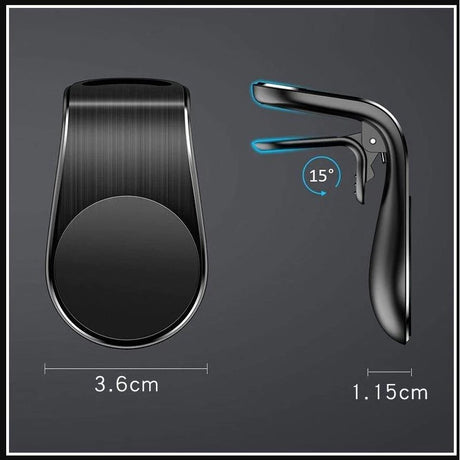 Suport auto Vivimall, cu magneti puternici neodim, pentru telefon, tableta, gps, cu prindere pe grila de ventilatie, Negru - vivimall.ro