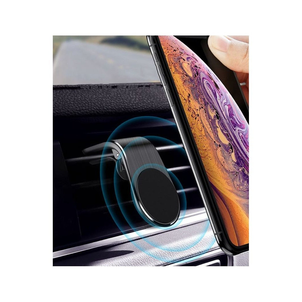 Suport auto Vivimall, cu magneti puternici neodim, pentru telefon, tableta, gps, cu prindere pe grila de ventilatie, Negru - vivimall.ro