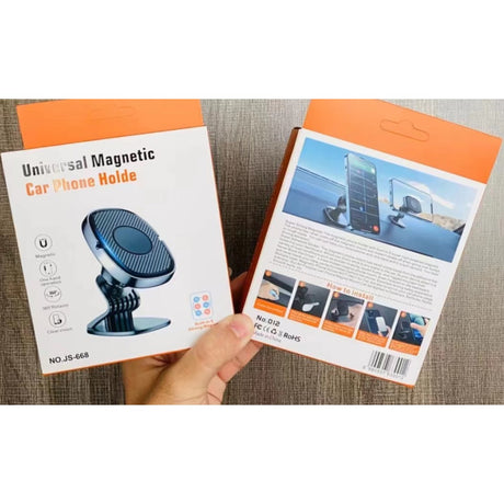 360 fokos mágneses autós tartó ragasztóval, 53 mm, Js - 668 tartó, 4" - 7" közötti készülékekkel kompatibilis, állítható, 6 beépített neodímium mágnes