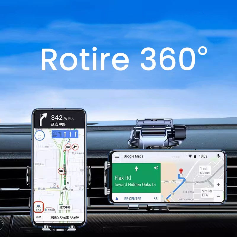 Suport Auto Multifunctional pentru Telefon, Flippy, Suport pentru Navigatie, Rotativ cu Ventuza, cu fixare Geam si Parbriz, 20 x 14 x 11 cm, Albastru oglinda - vivimall.ro