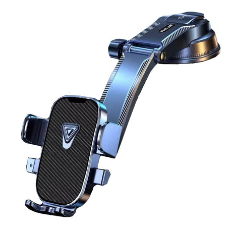 Suport Auto Multifunctional pentru Telefon, Flippy, Suport pentru Navigatie, Rotativ cu Ventuza, cu fixare Geam si Parbriz, 20 x 14 x 11 cm, Albastru Carbon - vivimall.ro