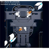 Suport Auto Telefon Flippy, Prindere Grila Ventilatie, Tija Fixare Reglabila, Rotativ 90 grade, Design Modern, Detalii Fine, Material Plastic si Silicon, 11 x  8.5 cm, Model 2, Negru - vivimall.ro