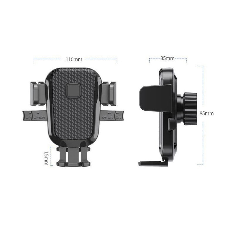 Suport Auto Telefon Flippy, Prindere Grila Ventilatie, Tija Fixare Reglabila, Rotativ 90 grade, Design Modern, Detalii Fine, Material Plastic si Silicon, 11 x  8.5 cm, Model 3, Negru - vivimall.ro