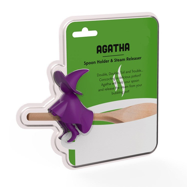 Suport Capac Anti-Varsare, Suport Lingura pentru Oala, Vivimall, Model Vrajitoare, din Silicon, Mov - vivimall.ro