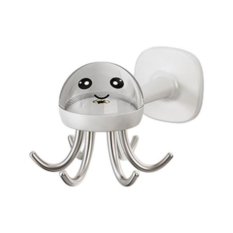 Suport Cuier pentru Perete, Vivimall, Model Caracatita, Adeziv, 10 x 8.5 cm, 6 Brate, Alb - vivimall.ro